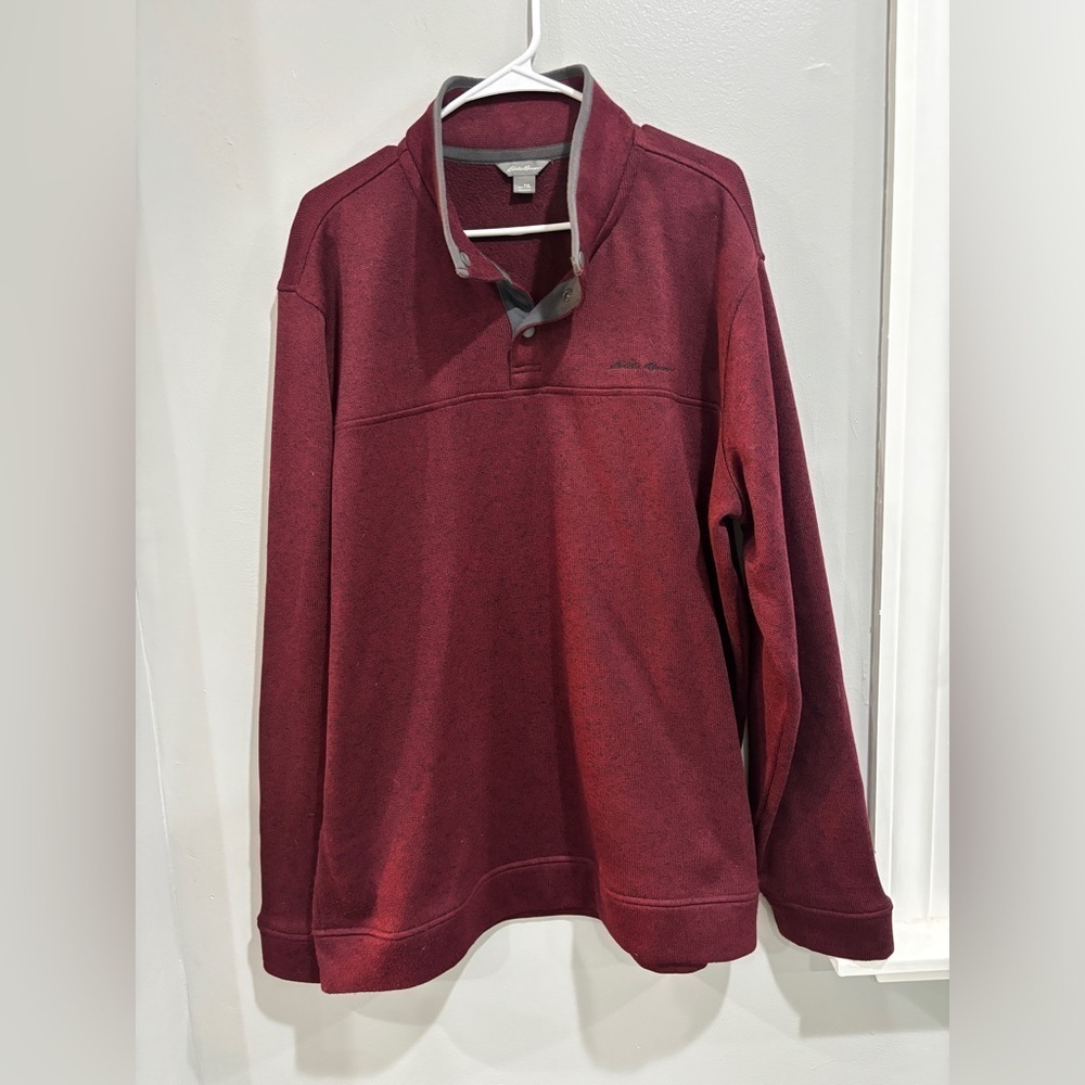 NWOT Eddie Bauer Men's Radiator Fleece Snap-Front Pullover Burgundy TXL